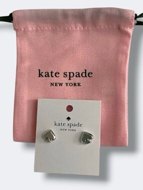 Kate Spade Silver Everyday Spade Stud Earrings with Dust Bag Spring Classic